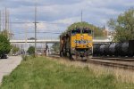 UP light power comes in to Gibson Yard to pick up an autorack train